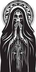 Santa Muerte Traditional Graphic Art Santa Muerte Sacred Symbol Icon