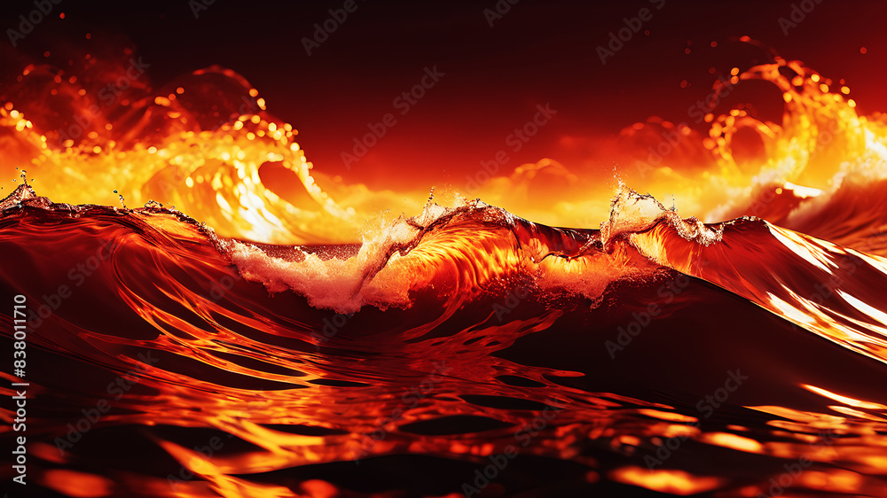Wall mural create an abstract background with dynamic waves in fiery hues of red, orange, and yellow. the waves