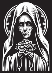 Santa Muerte Spiritual Vector Art Santa Muerte Sunset Graphic Emblem