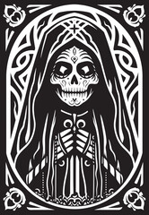 Santa Muerte Holy Cross Vector Santa Muerte Tattoo Flash Graphic