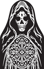 Santa Muerte Skull Icon Design Santa Muerte Robe Vector Art