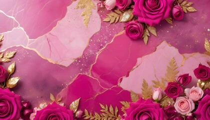 Pink marble and flowers