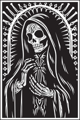Santa Muerte Reaper Graphic Design Santa Muerte Face Icon Vector
