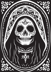 Santa Muerte Modern Vector Illustration Santa Muerte Reaper Graphic