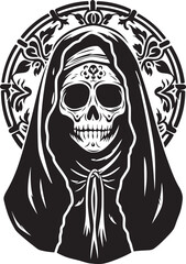 Digital Santa Muerte Vector Illustration Dark Graphic of Santa Muerte Emblem