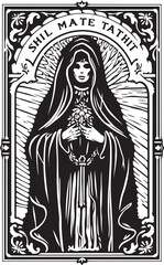 Roses and Santa Muerte Design Digital Santa Muerte Illustration