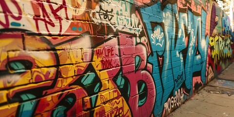 Obraz premium wall paint graffiti art illustration in bright colorful color, cheerful joyful concept 