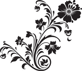 Antique Floral Badge Design Swirl Emblem Classic Vintage Design Artwork Decorative Emblem