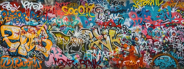 wall paint graffiti art illustration in bright colorful color, cheerful joyful concept 