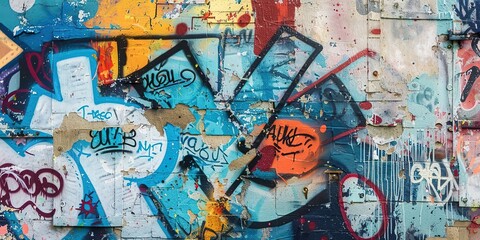 Fototapeta premium wall paint graffiti art illustration in bright colorful color, cheerful joyful concept 