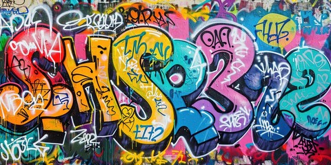 wall paint graffiti art illustration in bright colorful color, cheerful joyful concept 