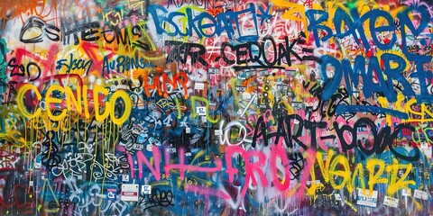 Fototapeta premium wall paint graffiti art illustration in bright colorful color, cheerful joyful concept 