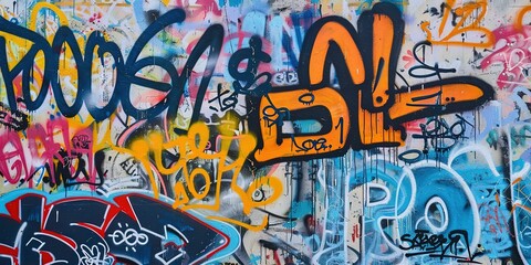 wall paint graffiti art illustration in bright colorful color, cheerful joyful concept 