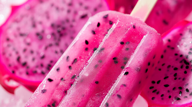 Dragon fruit, ice pop, exotic, summer, vibrant, dragon fruit popsicles
