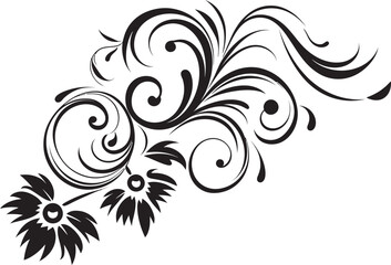 Retro Floral Swirl Design Frame Artistic Touch Ornamental Floral Divider Line Emblem Vintage Appeal