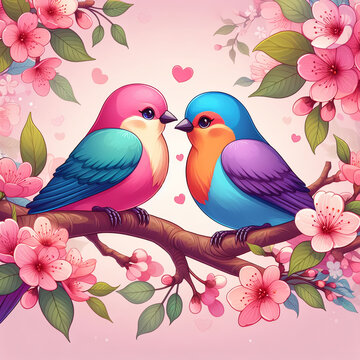 Pareja de pajaritos am&aacute;ndose