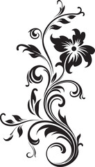 Classic Floral Scroll Icon Decorative Divider Line Element Art