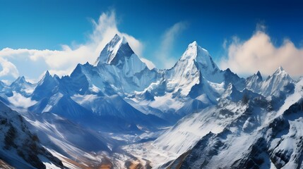 Panoramic view of the mountains in Cordillera Blanca, Peru