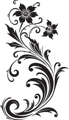 Retro Style Floral Emblem Antique Floral Separator Graphic