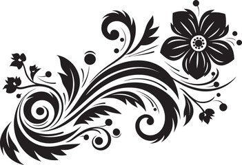 Classic Floral Ornamental Badge Victorian Era Vintage Floral Icon