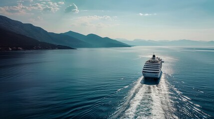 a big cruise boat sailing on the sea in summer