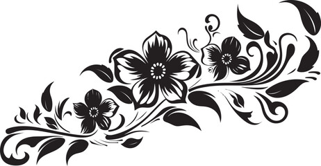 Retro Floral Emblem Logo Design Antique Divider Line Icon