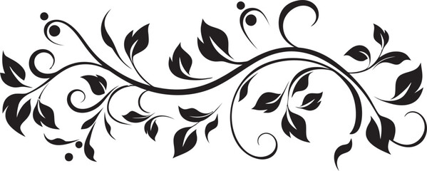 Elegant Vintage Floral Emblem Symbolic Icon Antique Scrollwork Divider Line Classic Element