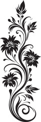 Elegant Floral Emblem Design Decorative Vintage Divider Line Art