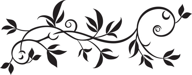 Classic Divider Line Vector Art Artistic Flourish Victorian Era Floral Icon Design Vintage Elegance