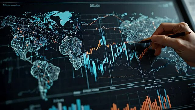 Financial trends in big business, profit and expense analysis, financial transactions, global digitalization, labor monetization.