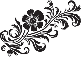 Decorative Floral Frame Retro Floral Swirl Design Intricate Floral Pattern Ornamental Divider Line Emblem