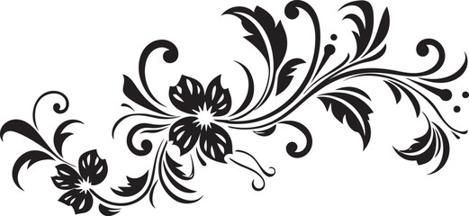 Classic Floral Emblem Antique Scrollwork Graphic Intricate Divider Element Victorian Era Icon