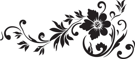 Decorative Floral Separator Logo Icon in Retro Style Ornate Floral Ornament Design Vintage Divider Line Vector