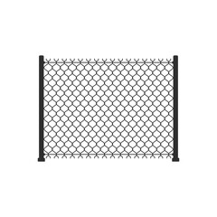 Chain link fence. Fences made of metal wire mesh on white background. Wired Fence pattern in realistic style. Mesh-netting.