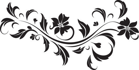 Intricate Floral Pattern Ornamental Divider Line Emblem Victorian Floral Artwork Vintage Decorative Border