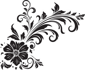 Victorian Floral Icon Elegant Scrollwork Design Retro Floral Emblem Vintage Decorative Pattern