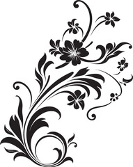 Retro Floral Badge Vintage Ornate Design Decorative Divider Line Antique Style Emblem