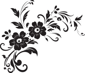 Antique Style Retro Floral Badge Elegant Vintage Scrollwork Emblem