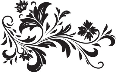 Retro Floral Ornament Divider Line Elegant Vintage Floral Badge Design