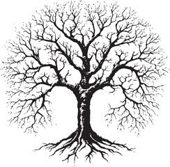 Symbolic Tree of Life Emblem Vintage Vector Art Heart Shaped Dry Tree Icon Elegant Design Concept