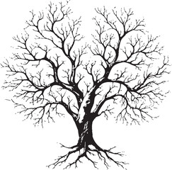 Iconic Dry Tree in Heart Shape Vintage Logo Concept Elegant Design of Heart Shaped Tree Vector Symbol