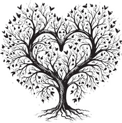Heart Shaped Dry Tree Icon Minimalist Vector Design Symbolic Logo of Heart with Dry Tree Contemporary Emblem