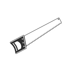 Hand Saw icon. Pruning saw in flat style. Tools carpenter, repairmen.