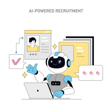 Using AI for Human Resources. Flat Vector Illustration