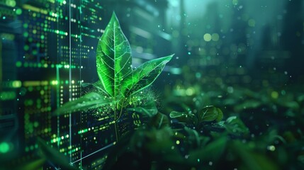 abstract Futuristic green energy background highlighting sustainable innovation and development