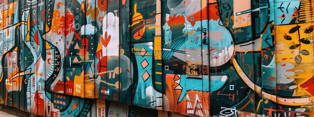 Obraz premium contemporary aerosol artful grungy rebellious street graffiti in bold style 