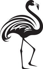 Flamingo Silhouette Badge Minimalistic Emblem Flamingo Line Art Logo Stylish Vector Icon