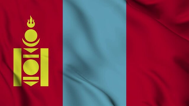 Mongolia flag animation for background in 4k. Happy independence day Mongolia national flag waving. Patriotism symbol. Flag motion graphics. Flag moving