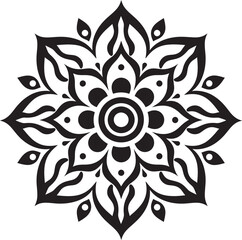 Abstract Floral Badge Retro Mandala Geometric Mandala Icon Stylish Design