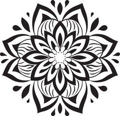 Fototapeta premium Minimalist Mandala Logo Geometric Artistic Design Abstract Floral Mandala Badge Intricate Pattern